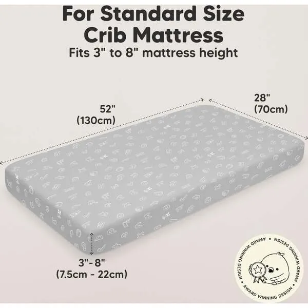 KeaBabies 2-Pack Soothe Fitted Crib Sheet, ABC Land Cloud