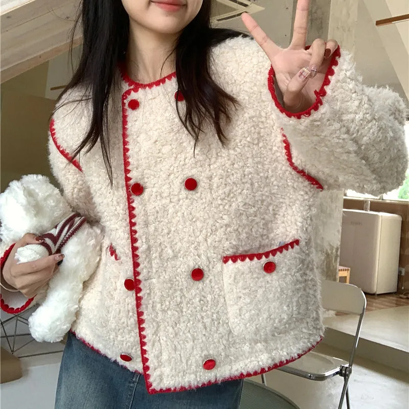 Lambswool Long Sleeve Jacket Women's Fall Winter 2023 New Top LL-690