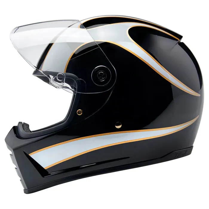 Lane splitter ECE R22.06 Helmet - Gloss Black / Gloss White Flames