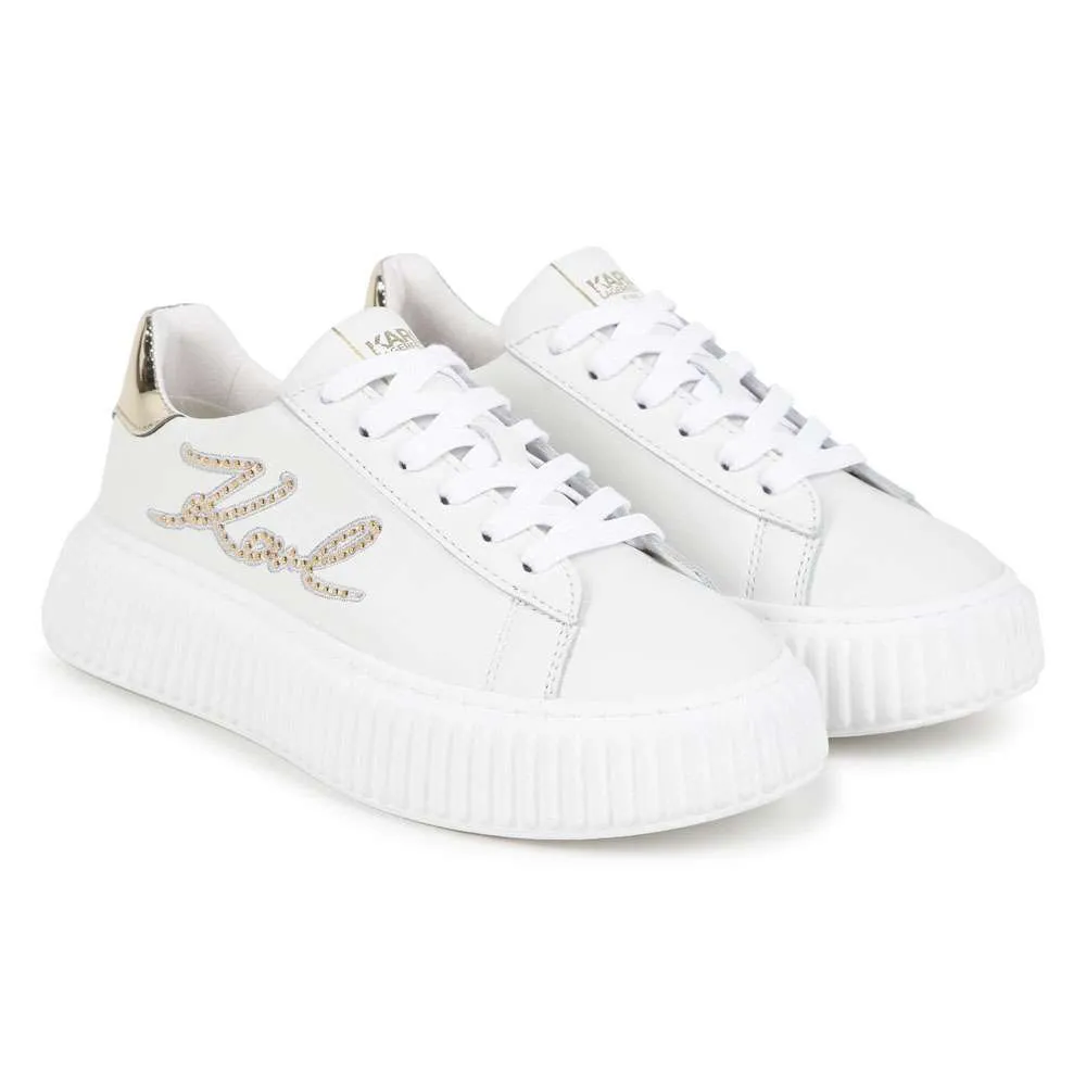 Lather lace-up trainers