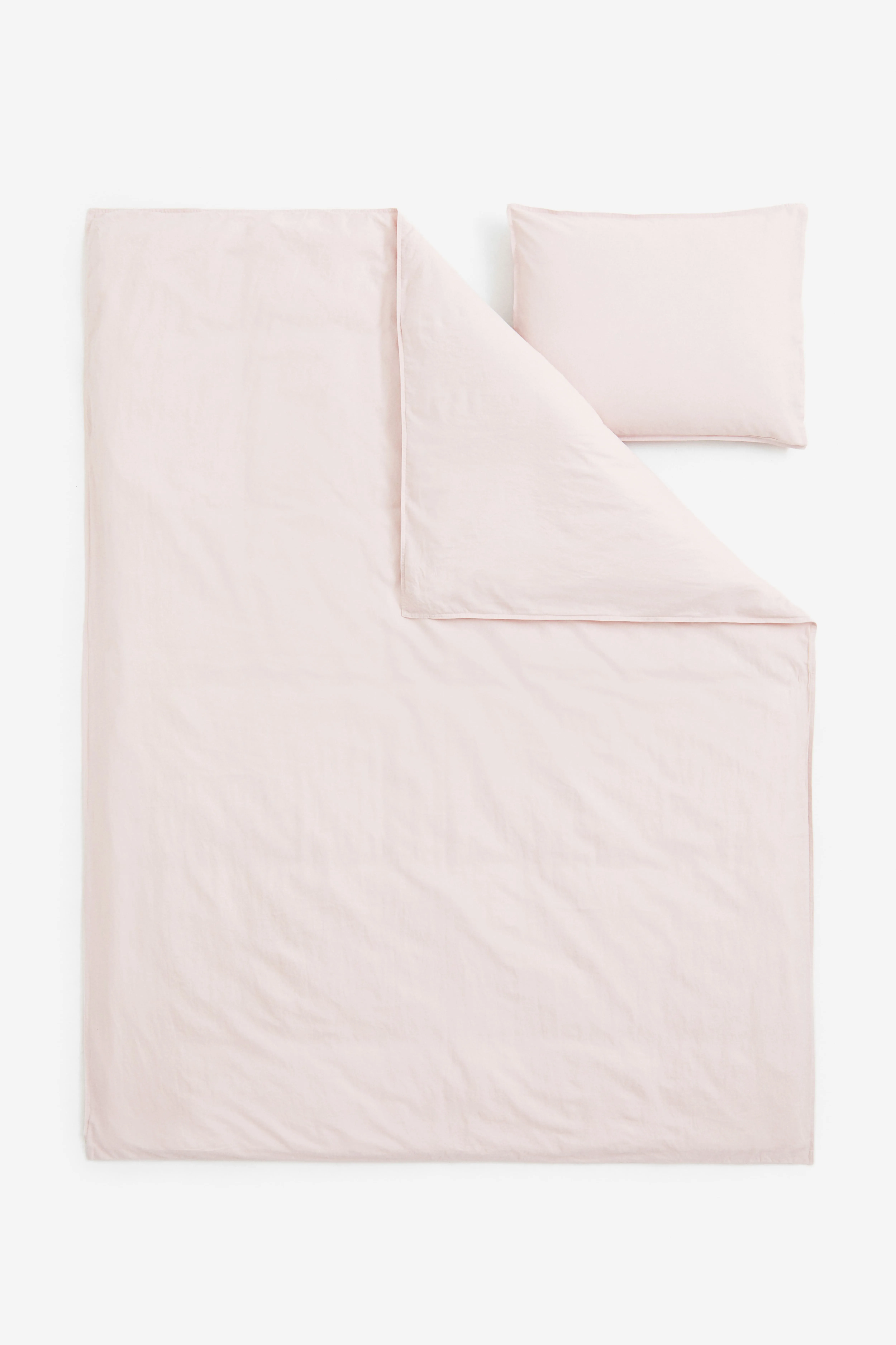 Linen-blend single duvet cover set - Powder pink - Home All | H&M GB