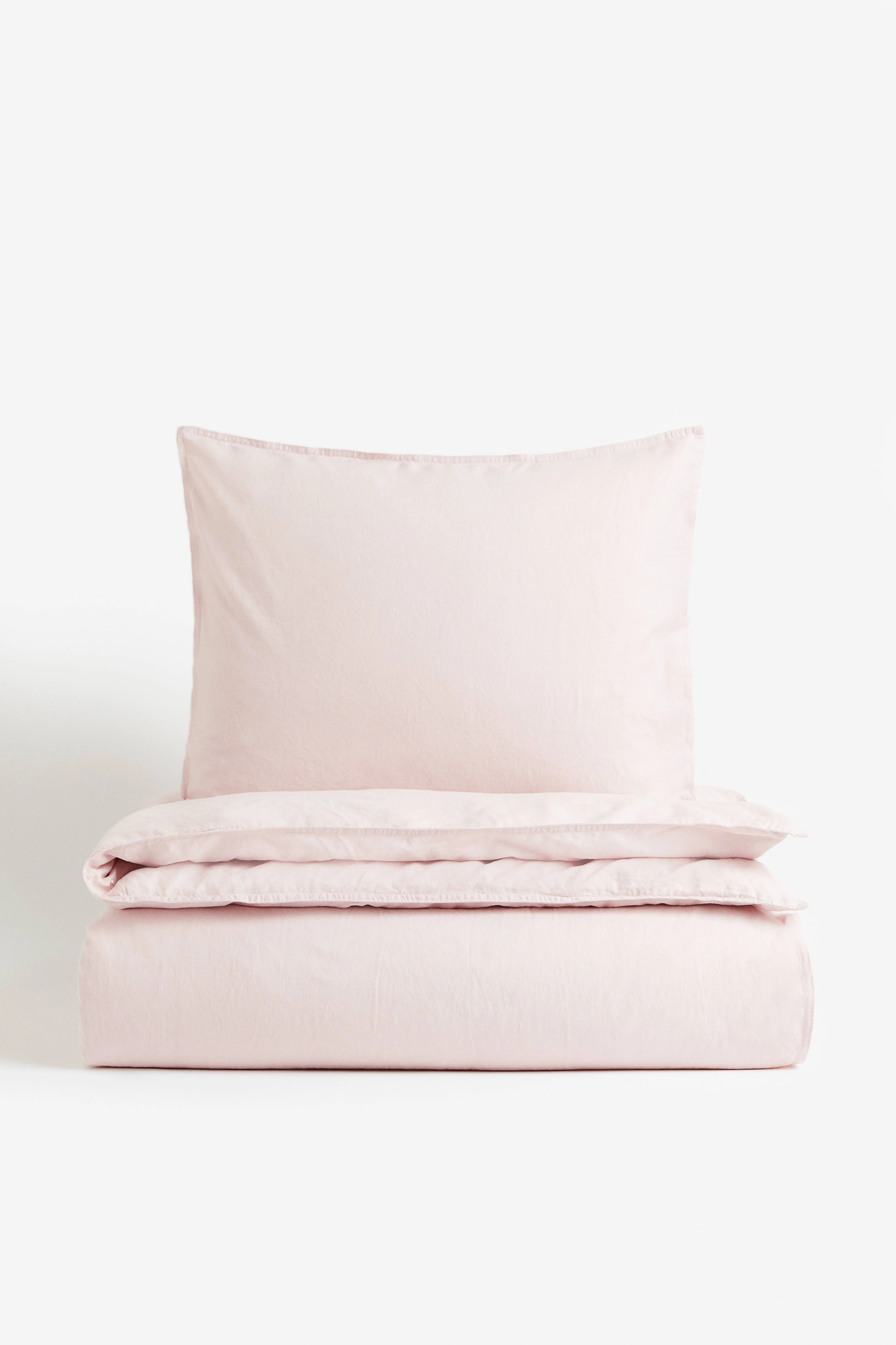 Linen-blend single duvet cover set - Powder pink - Home All | H&M GB