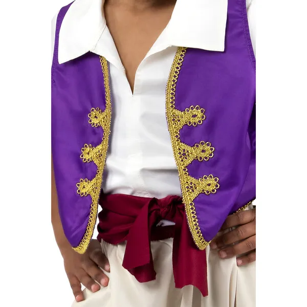 Little Adventures Oasis Prince Collared Shirt With Sewn-On Vest Set, Purple