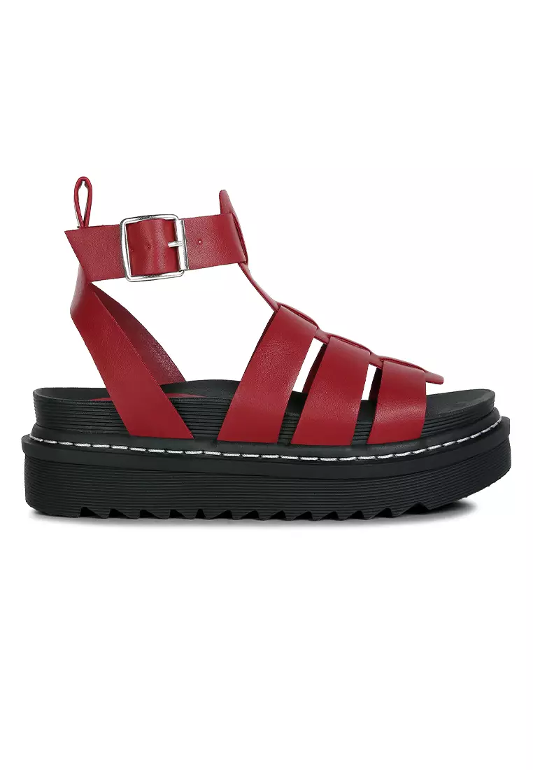 London Rag Platform Gladiator Sandals in Burgundy