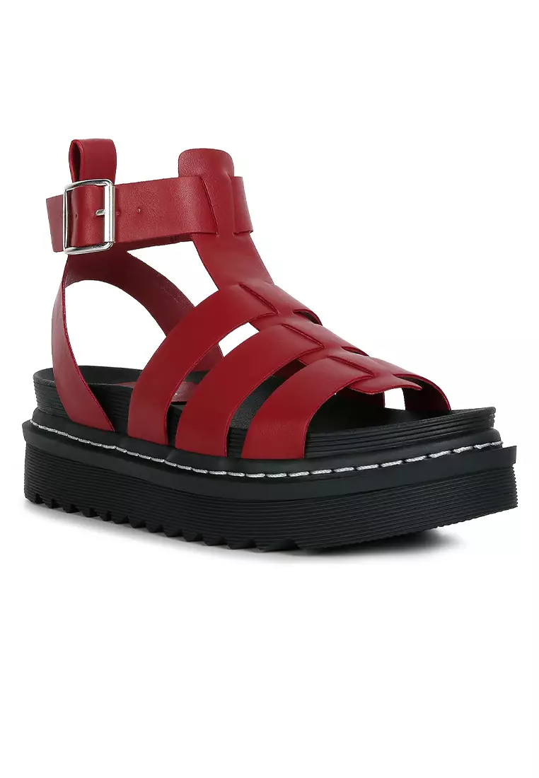 London Rag Platform Gladiator Sandals in Burgundy