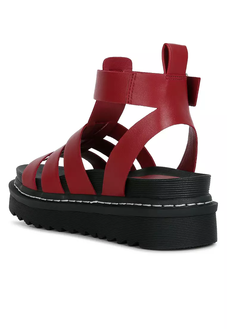 London Rag Platform Gladiator Sandals in Burgundy