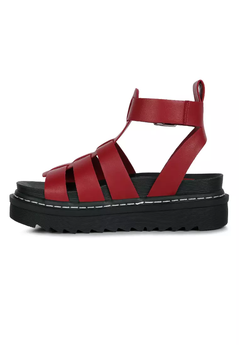 London Rag Platform Gladiator Sandals in Burgundy