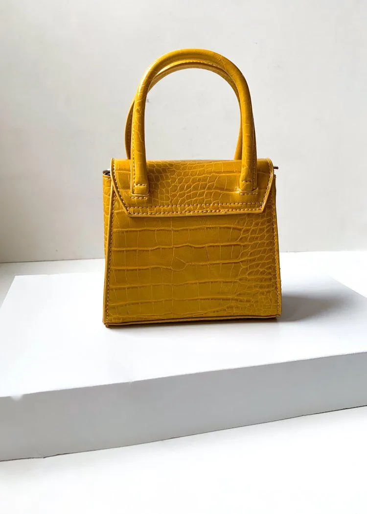 Maggie Mini Crossbody Mustard Croc Embossed Bag-***FINAL SALE***