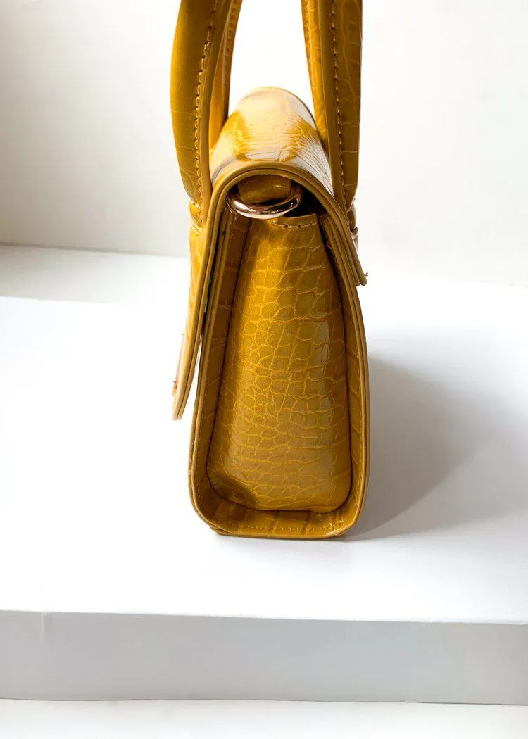 Maggie Mini Crossbody Mustard Croc Embossed Bag-***FINAL SALE***