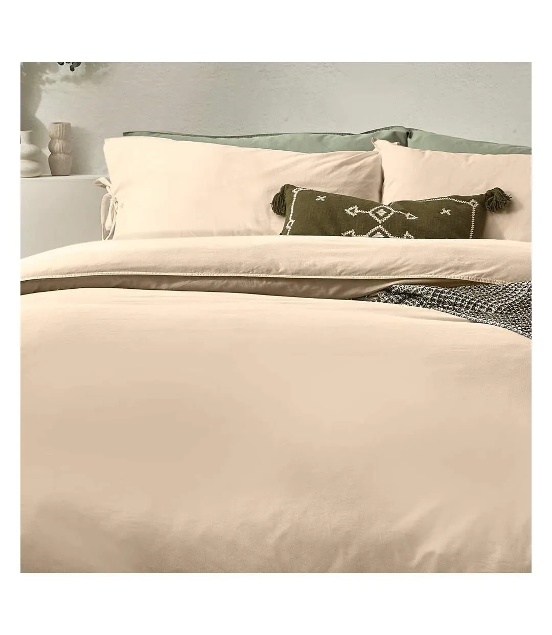 Mallow tie detail cotton bow duvet cover set linen Yard