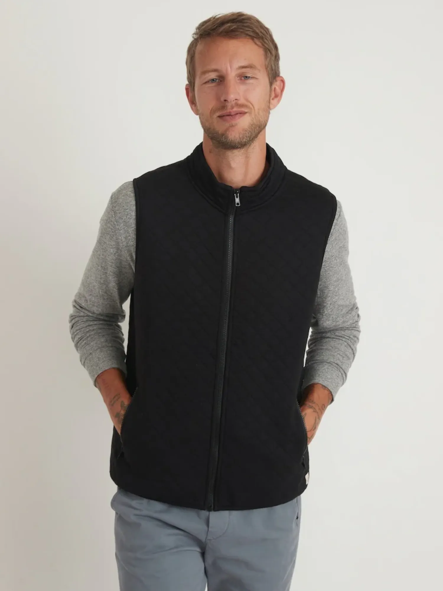 Marine Layer Corbet Full Zip Vest - Black