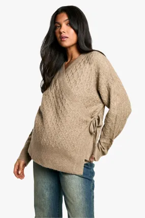 Maternity Soft Cable Knitted Wrap Cardigan