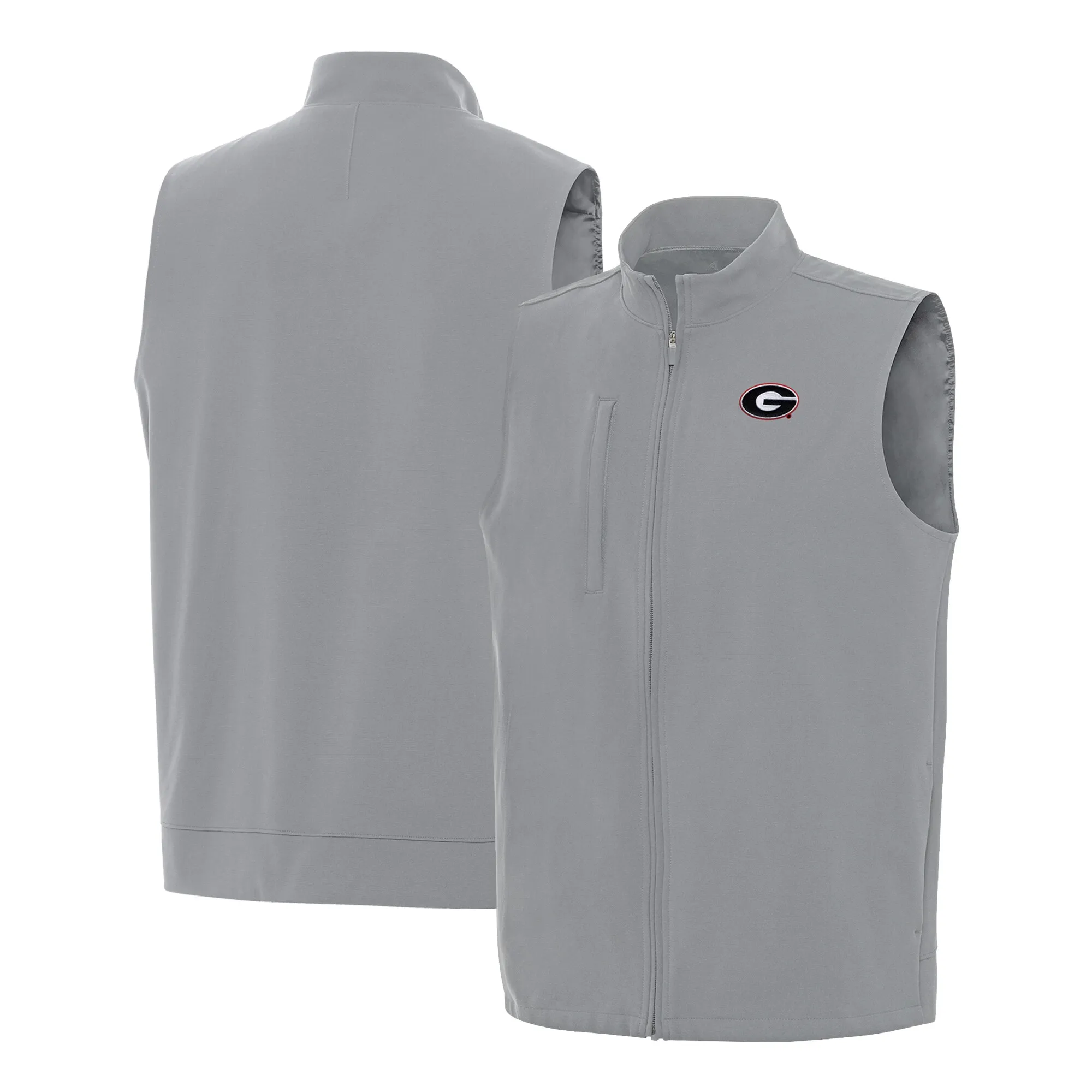 Men's Antigua Gray Georgia Bulldogs Regard Full-Zip Vest