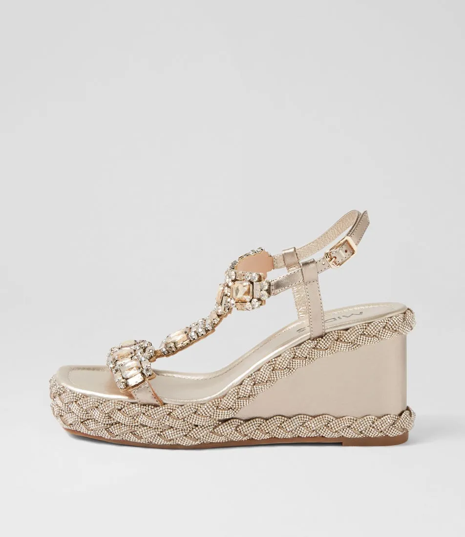 MIDAS Vixel Champagne Leather Jewels Sandals