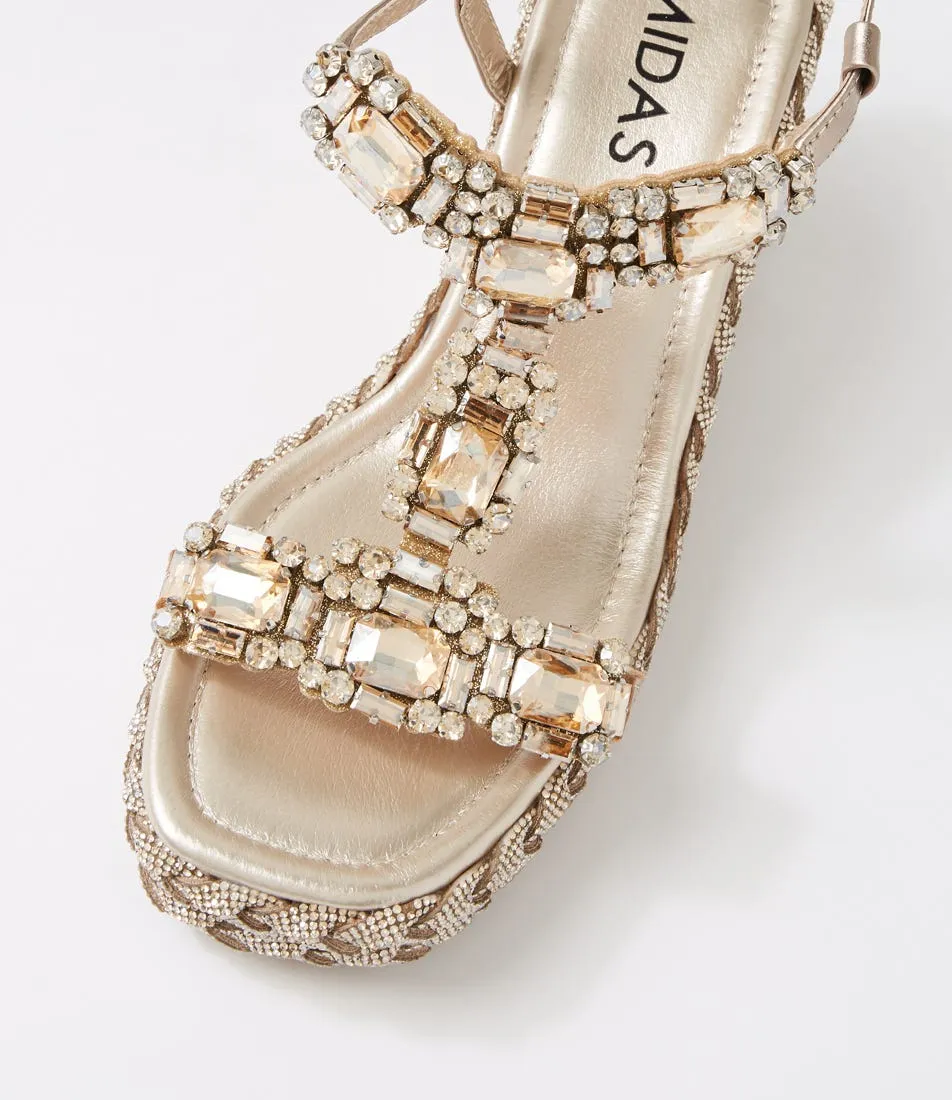 MIDAS Vixel Champagne Leather Jewels Sandals