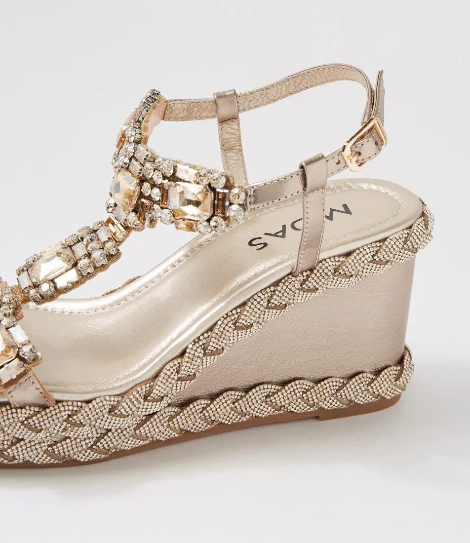 MIDAS Vixel Champagne Leather Jewels Sandals