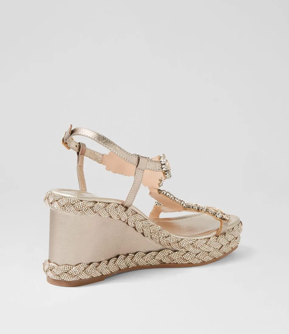 MIDAS Vixel Champagne Leather Jewels Sandals