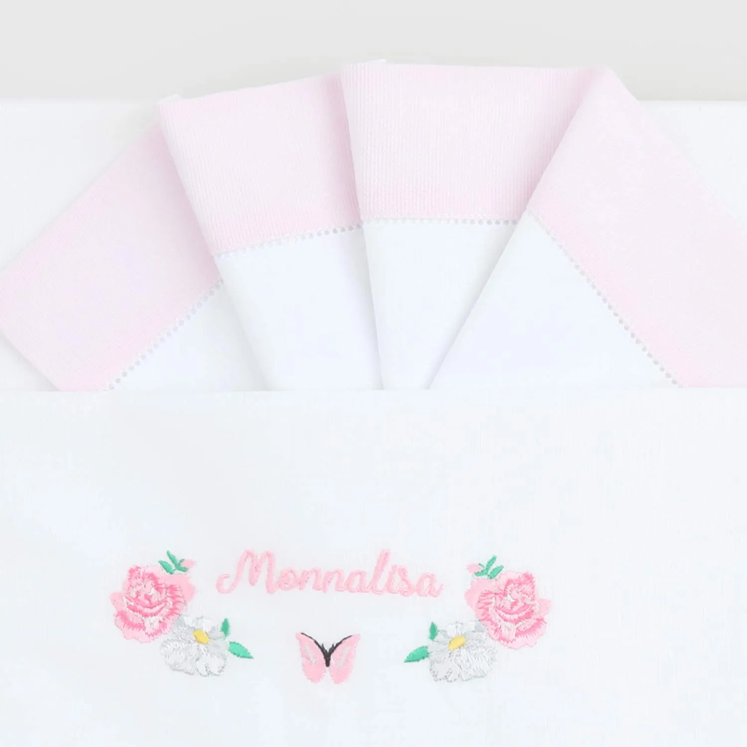 Monnalisa Embroidered Sheet Set For Baby Girls