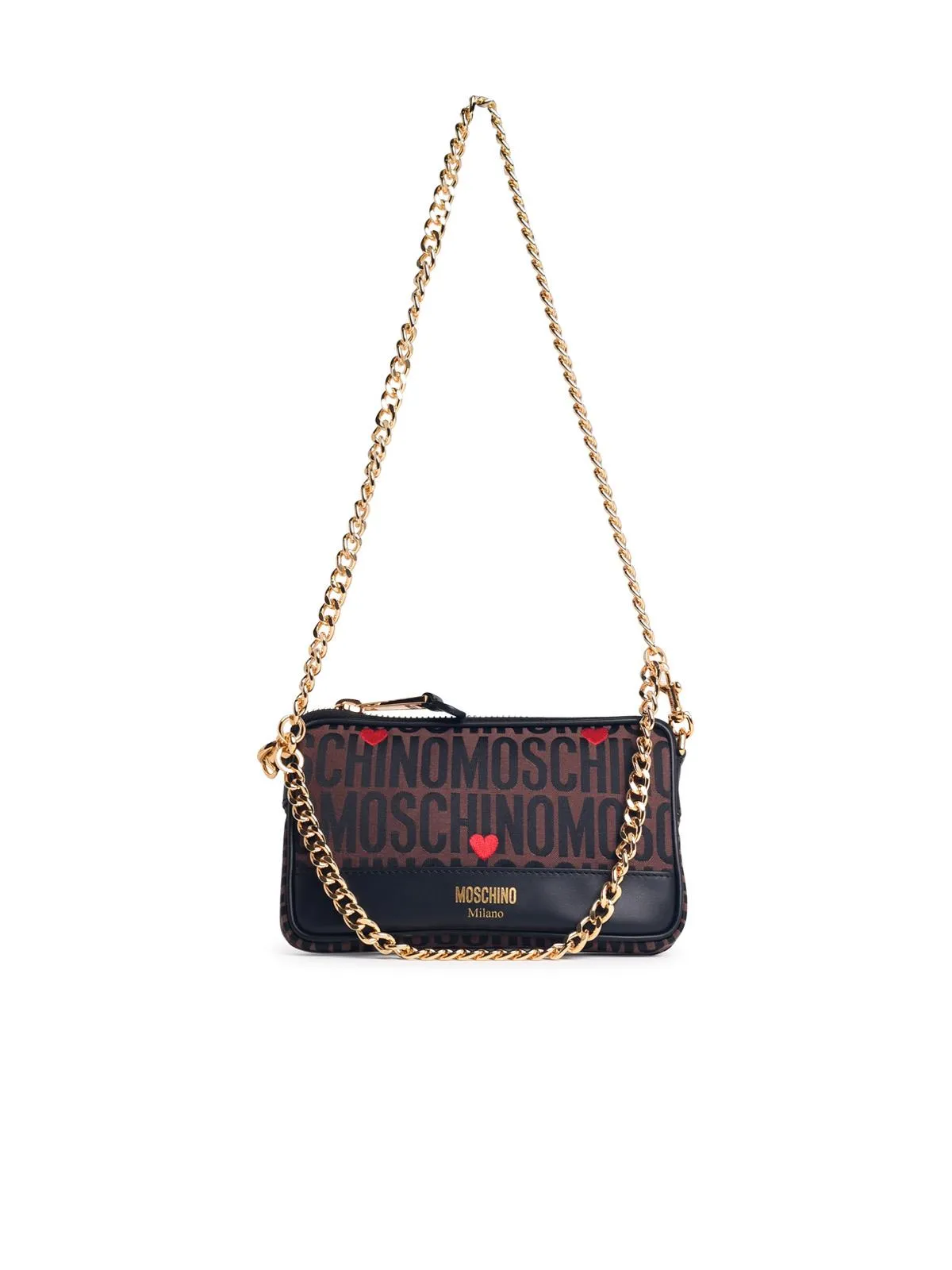 Moschino Logo    Moschino Logo Brown Lear Blend Crossbody Bag