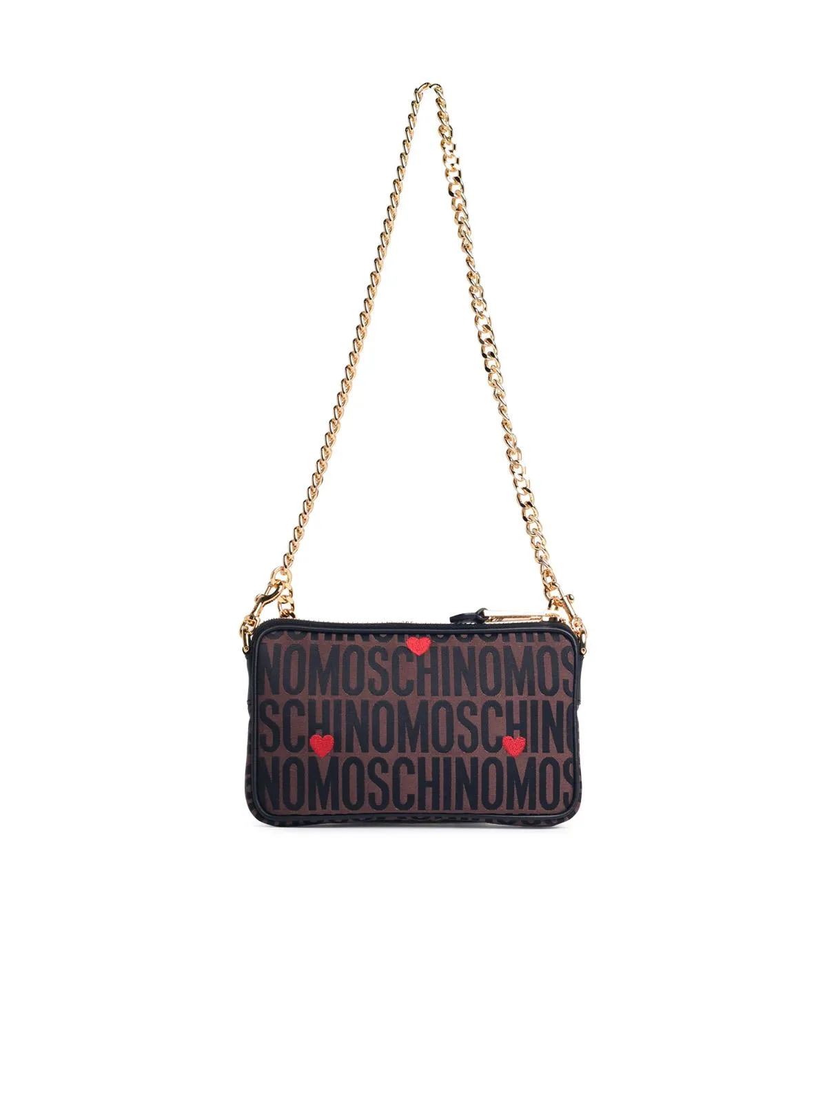 Moschino Logo    Moschino Logo Brown Lear Blend Crossbody Bag