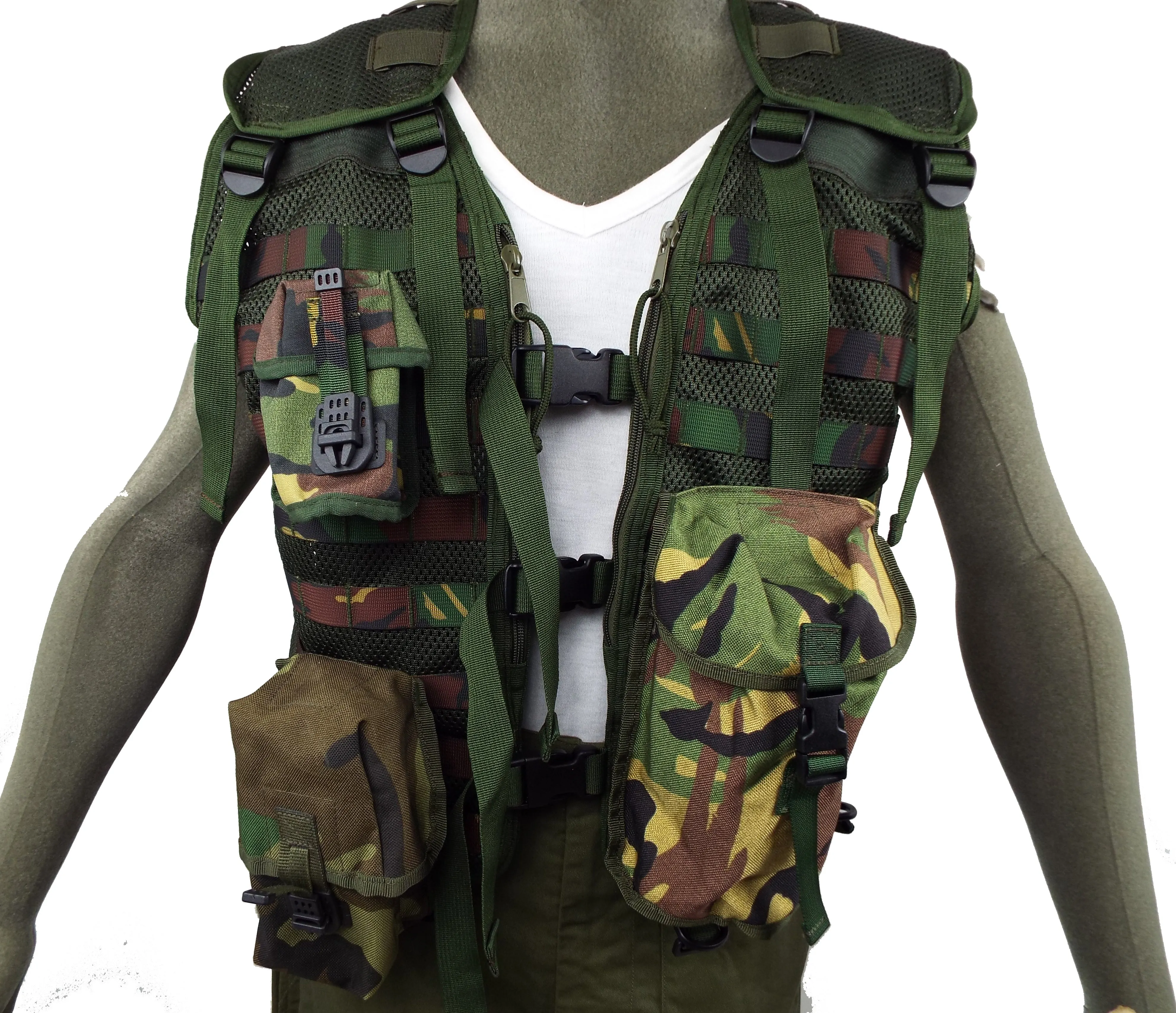 Multi-Pocketed Fishing and Shooting Accessory / Equipment Load Carrying Military Assault Vest - DPM Woodland Camo - Grade 1