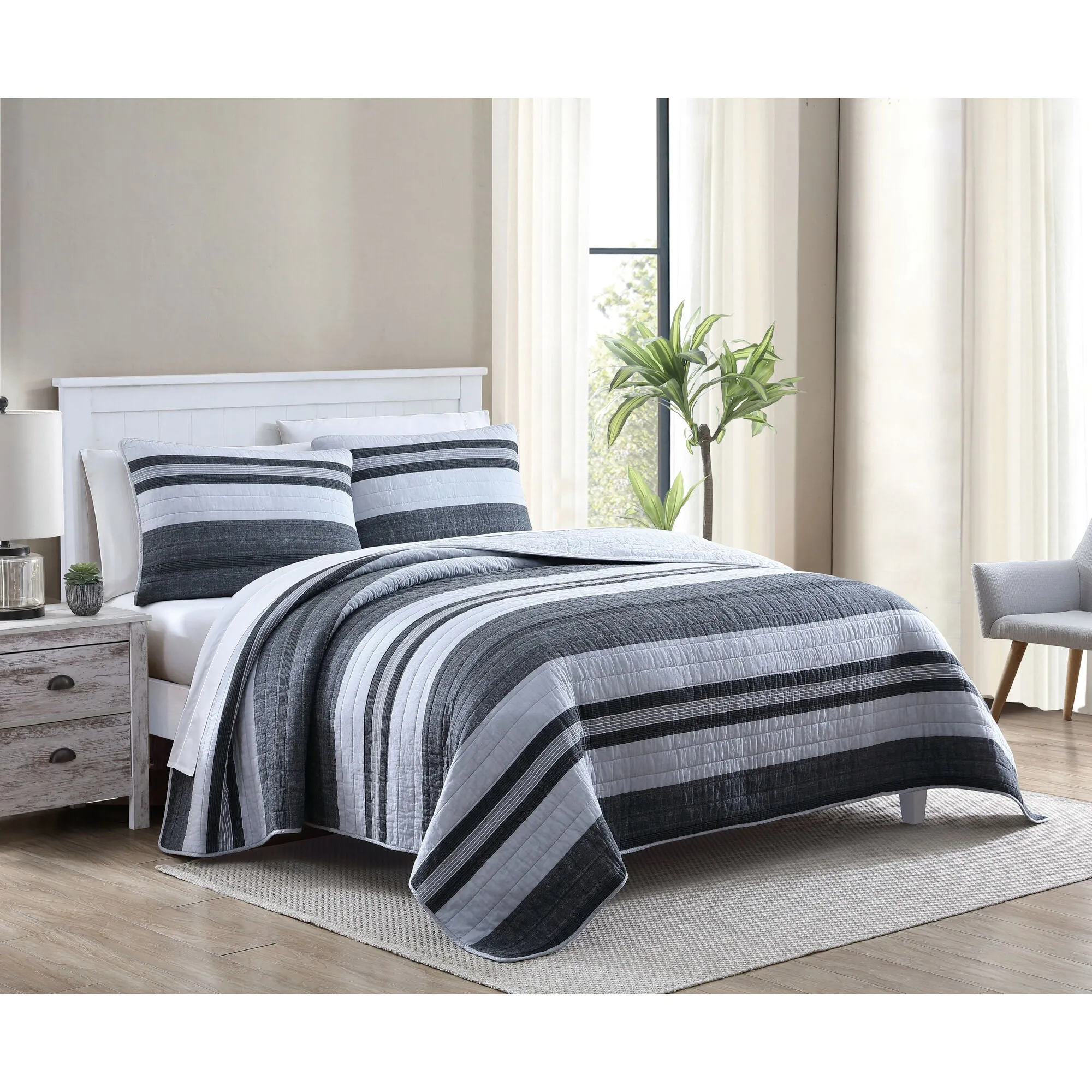 Nautica Ardmoore Grey King Quilt Sham Set Multi