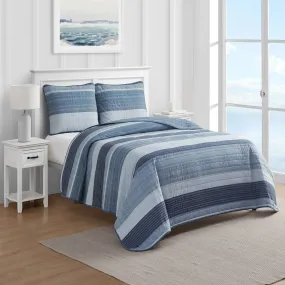 Nautica Ridgeport Blue King Reversible Quilt And Sham Set Classic Blue