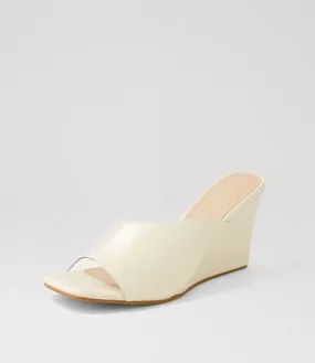 NUDE Goldie White Clear Leather Mules