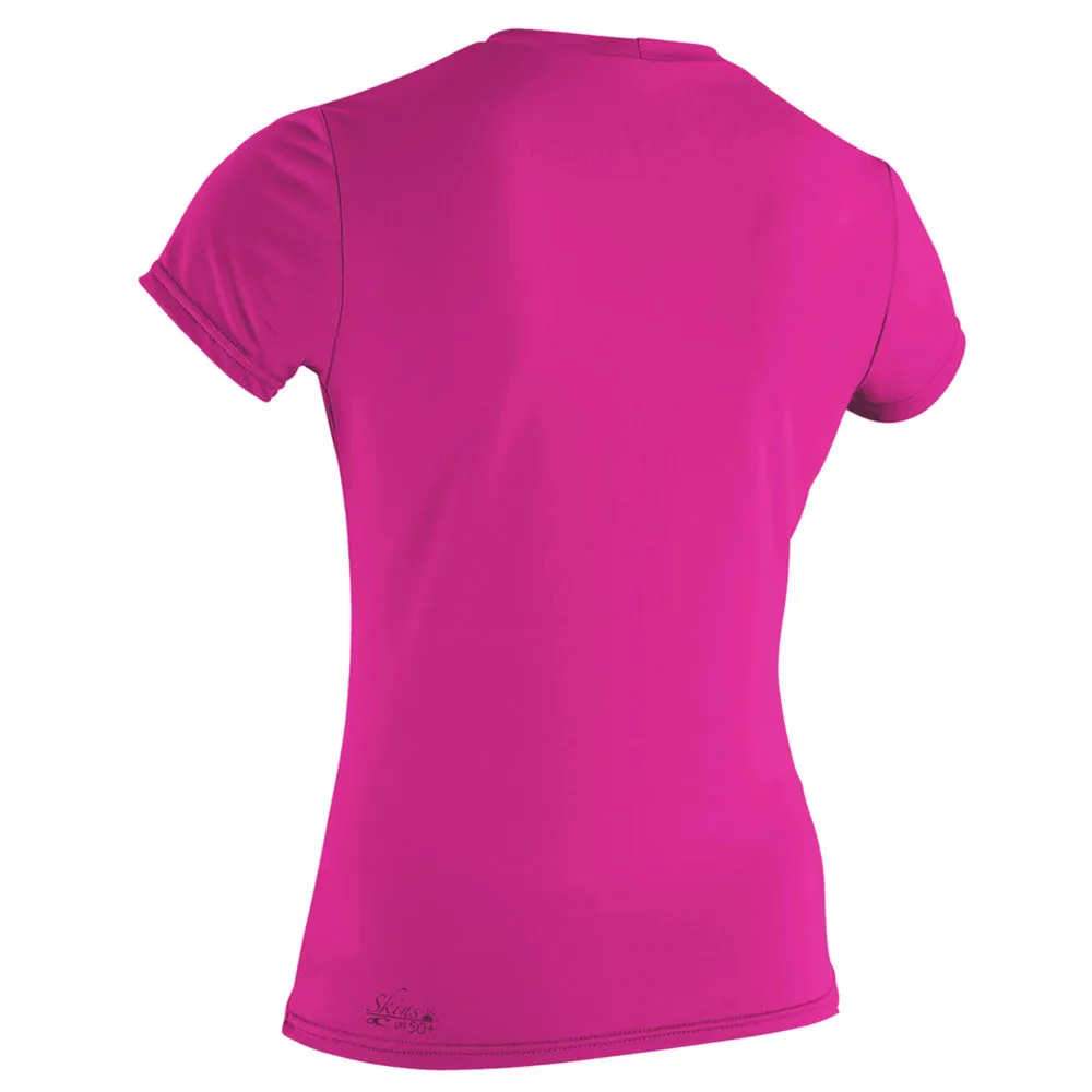 O'Neill Womens Basic Skins SS Rash Vest - Fox Pink