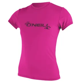 O'Neill Womens Basic Skins SS Rash Vest - Fox Pink