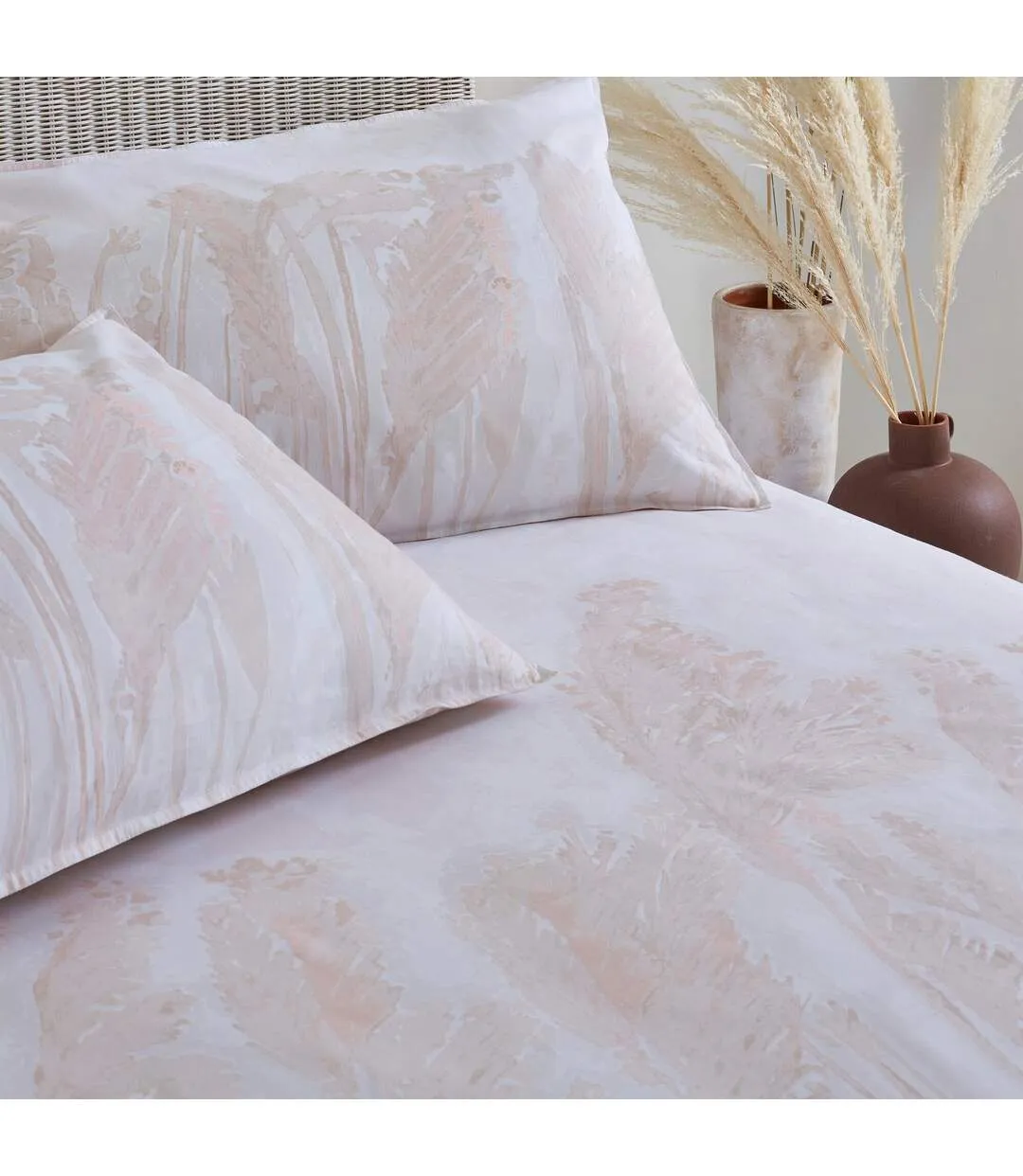 Pampas cotton washed duvet cover set blush The Linen Yard