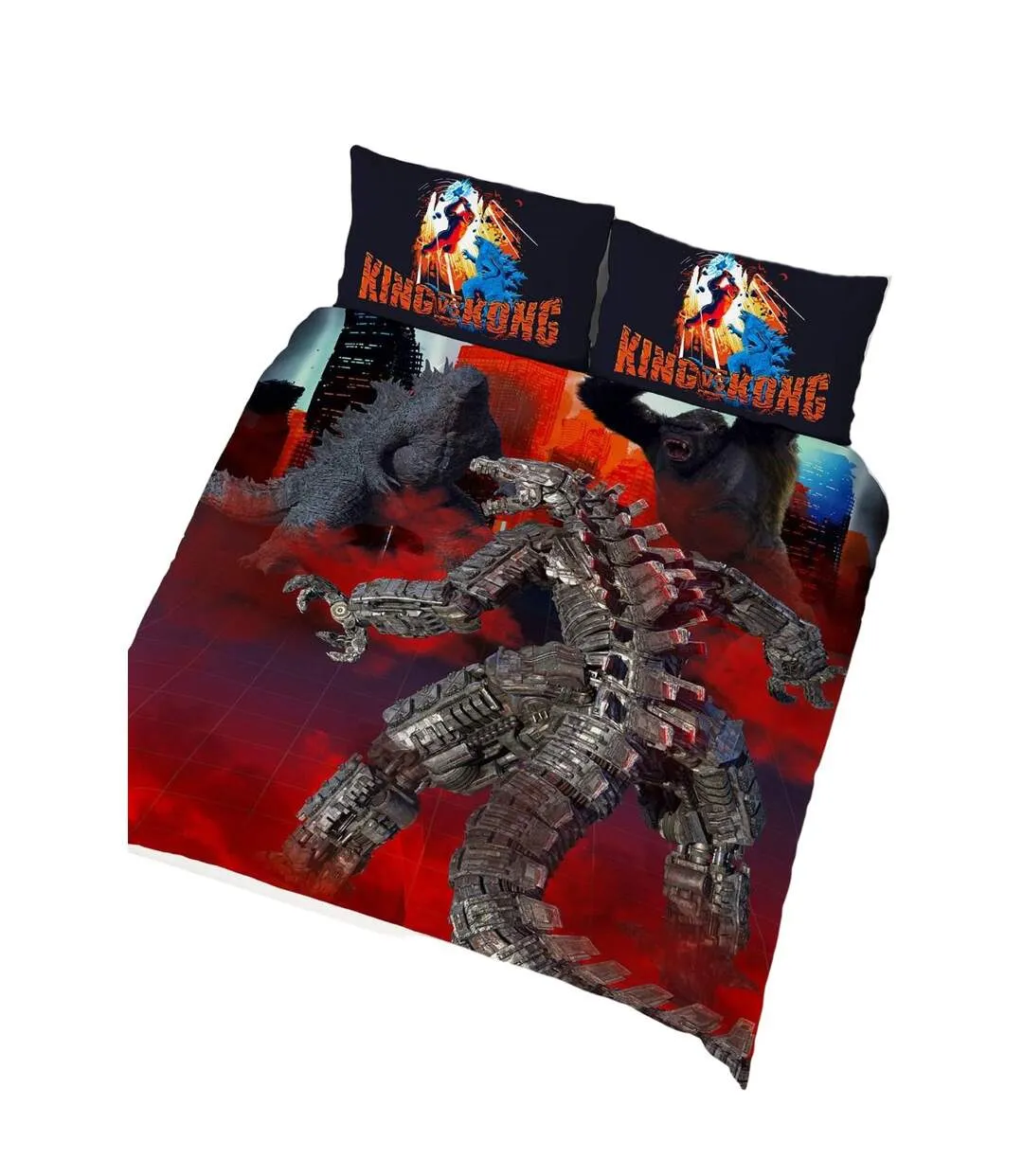 Panel duvet cover set black/blue/orange Godzilla Vs Kong