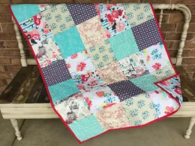 Paparounes in Teal Baby Quilt