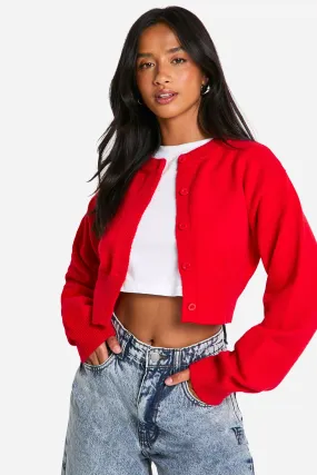 Petite Cropped High Neck Cardigan