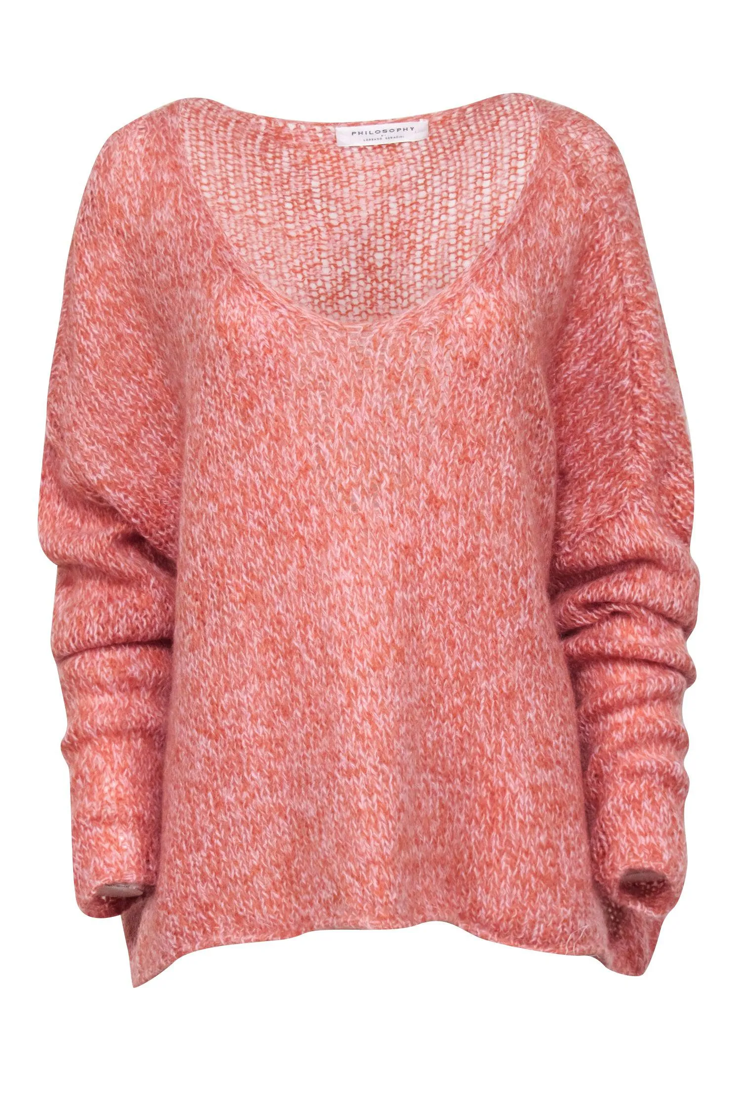 Philosophy - Orange & Blush Pink Mohair & Wool Blend Sweater Sz M