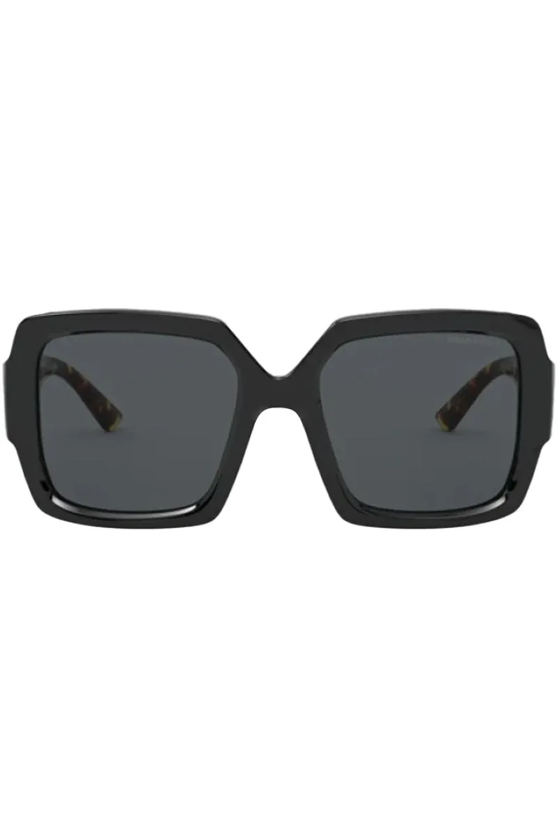 Pillow-Frame Monochrome Logo-Temple Sunglasses