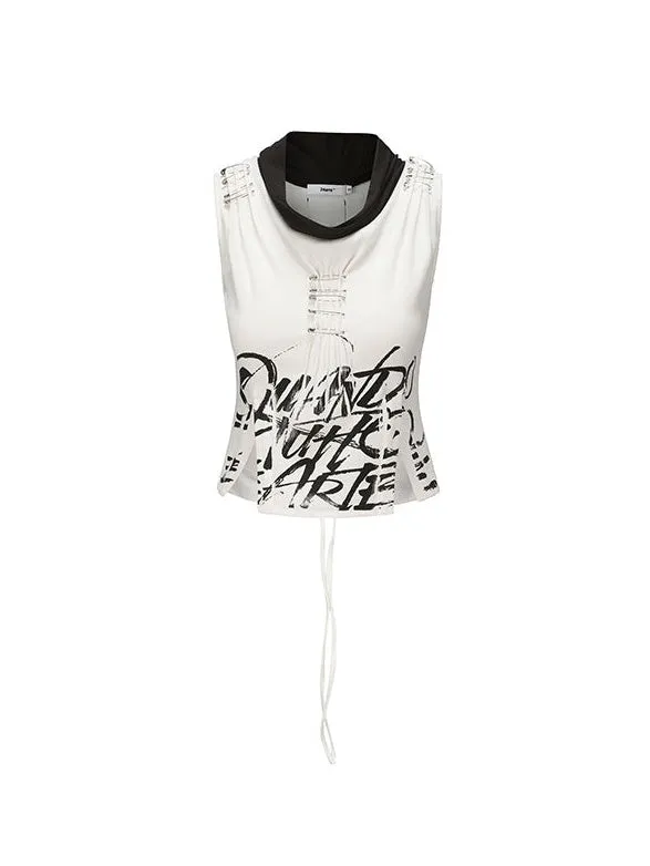 Pin With Drawstring Sleeveless Top