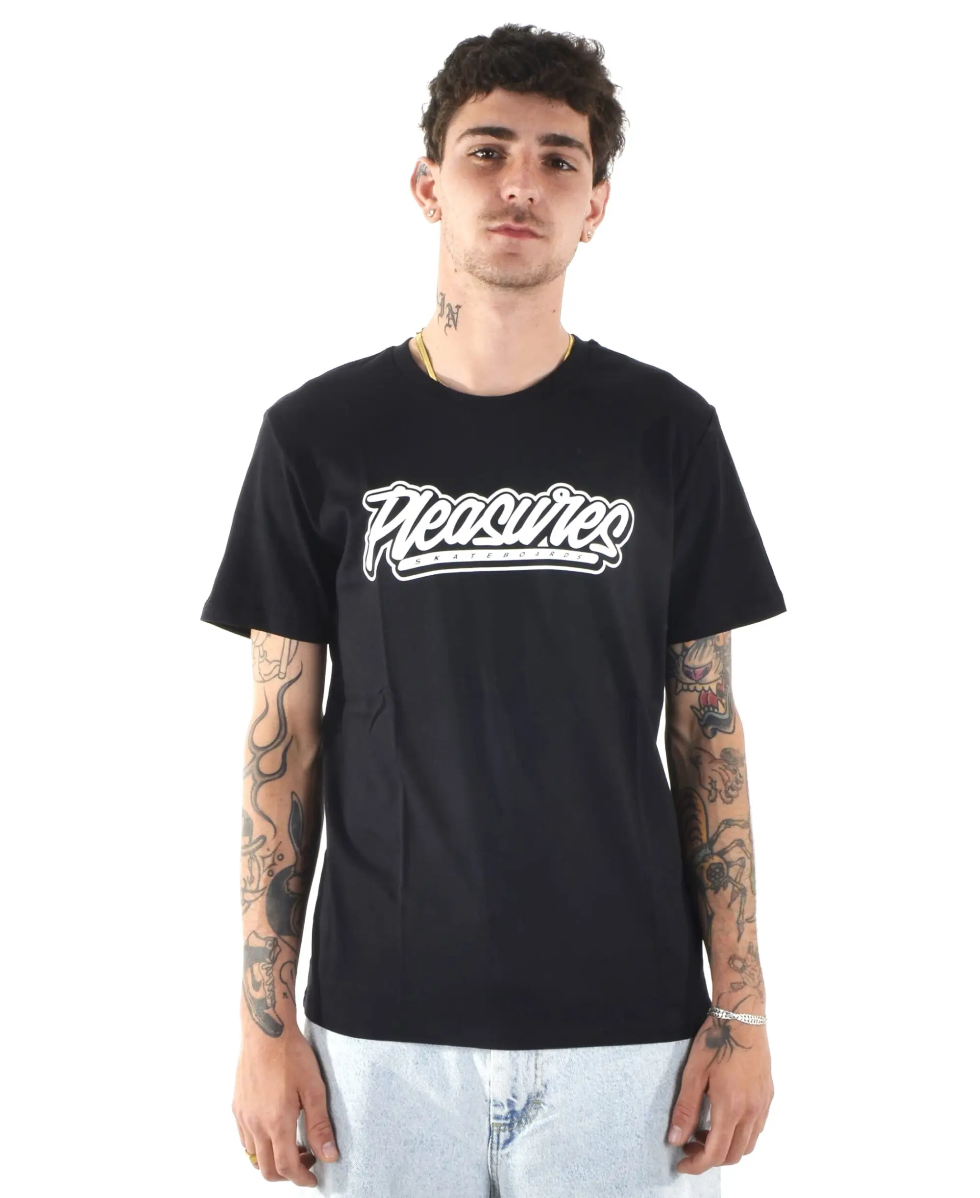 PLEASURES SKATEBOARDS BLACK BASEBALL T SHIRT