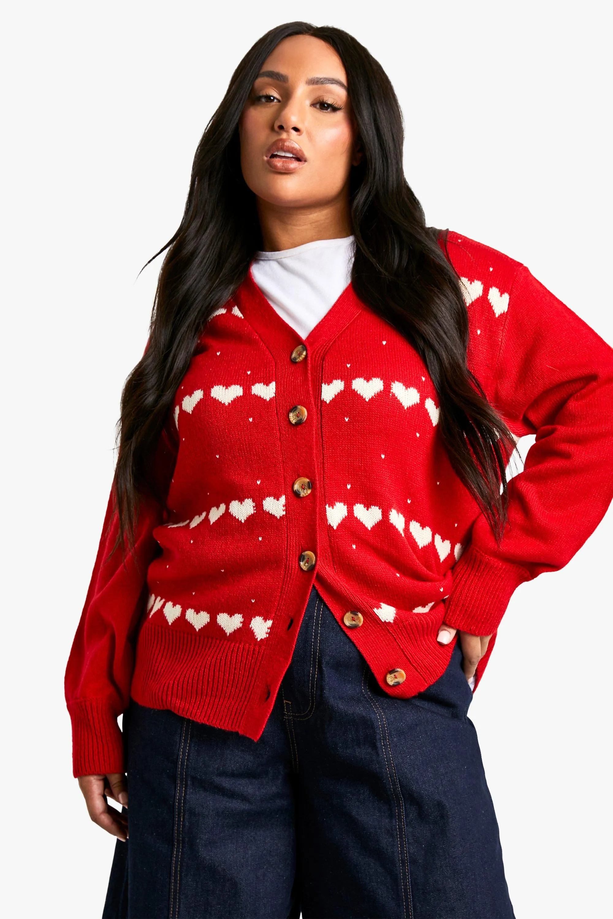 Plus Christmas Heart Cardigan