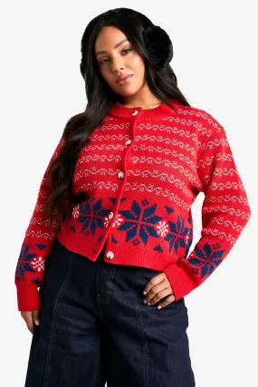 Plus Premium Fairisle Knitted Christmas Cardigan