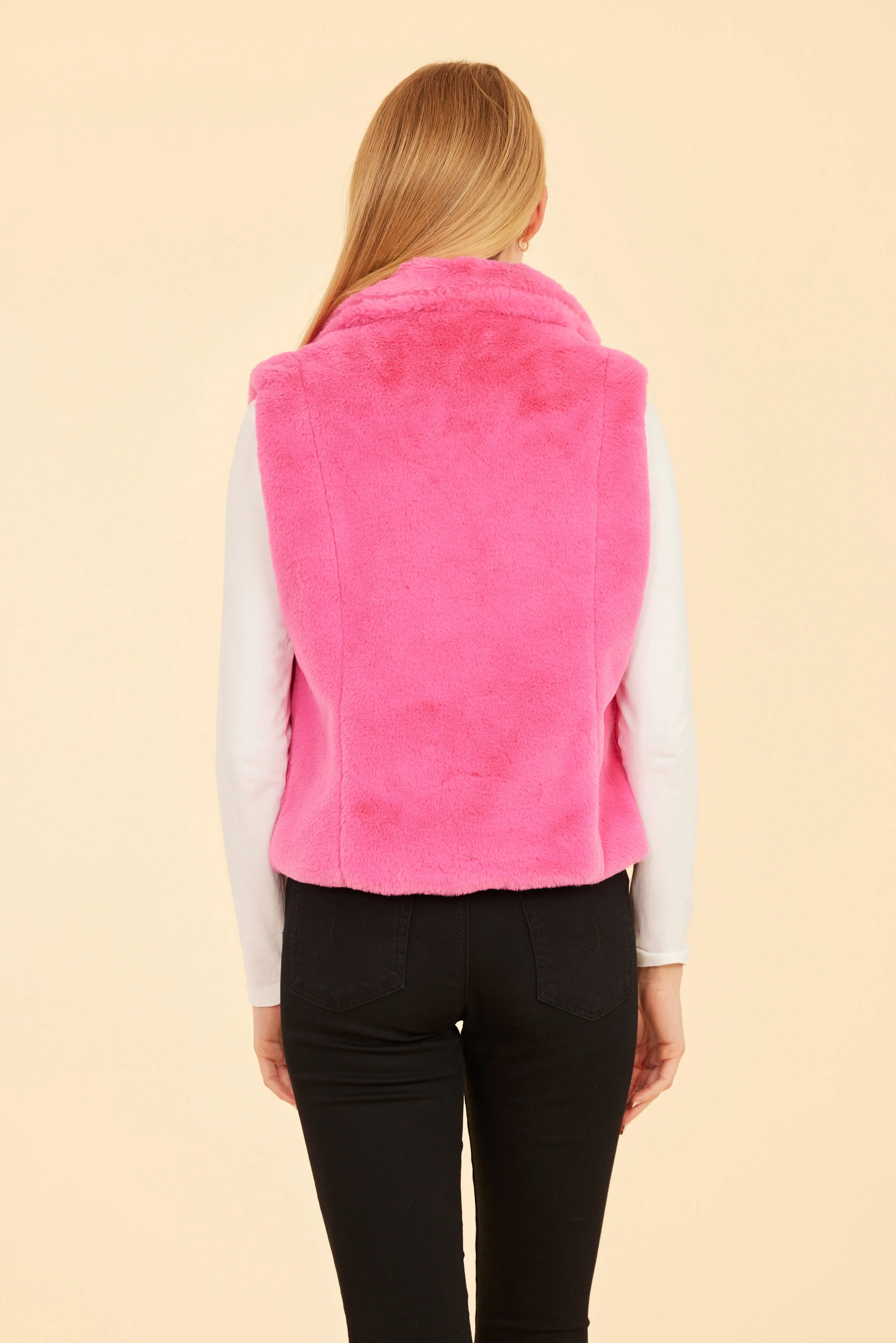 Plush Faux Fur Notch Collar Vest