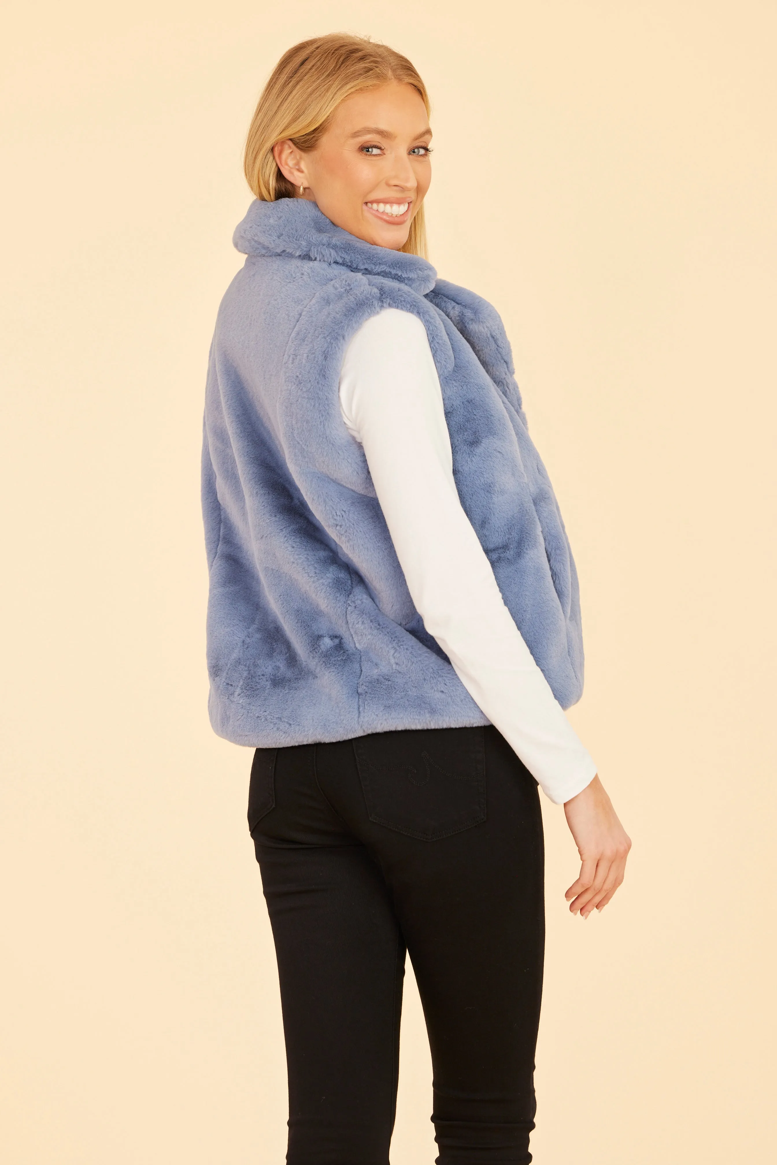 Plush Faux Fur Notch Collar Vest