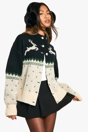 Premium Christmas Reindeer Knitted Cardigan