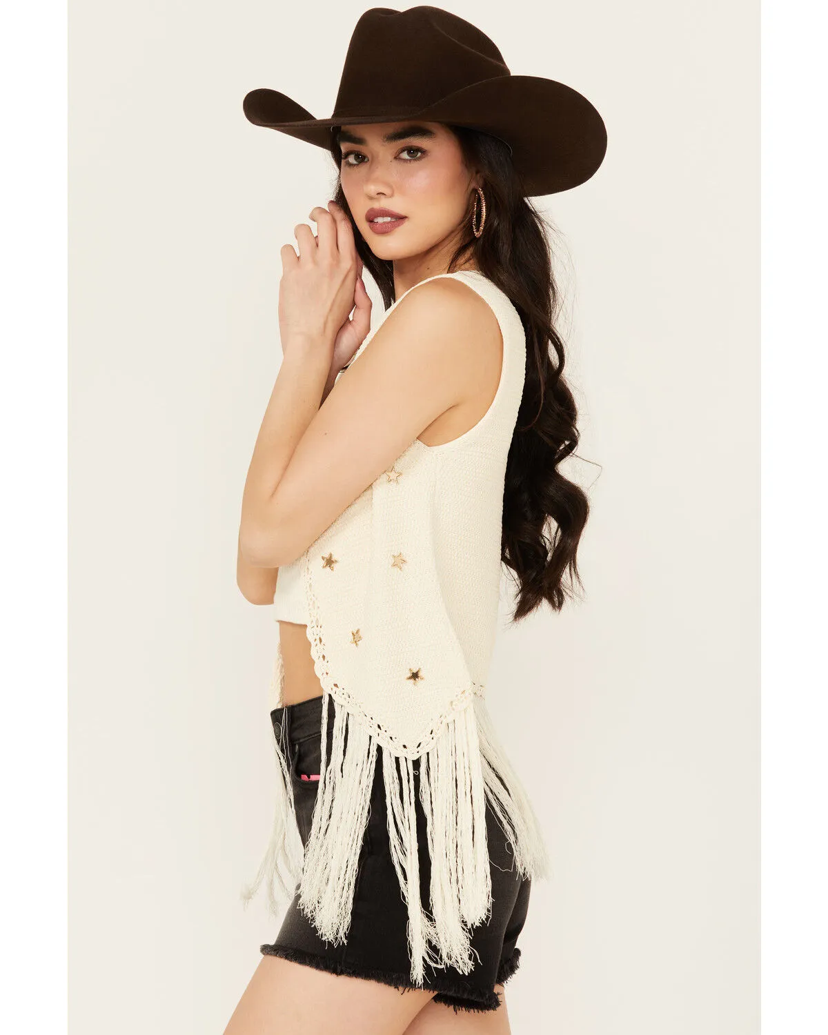 Product Name:  Blue B Women's Star Crochet Fringe Vest