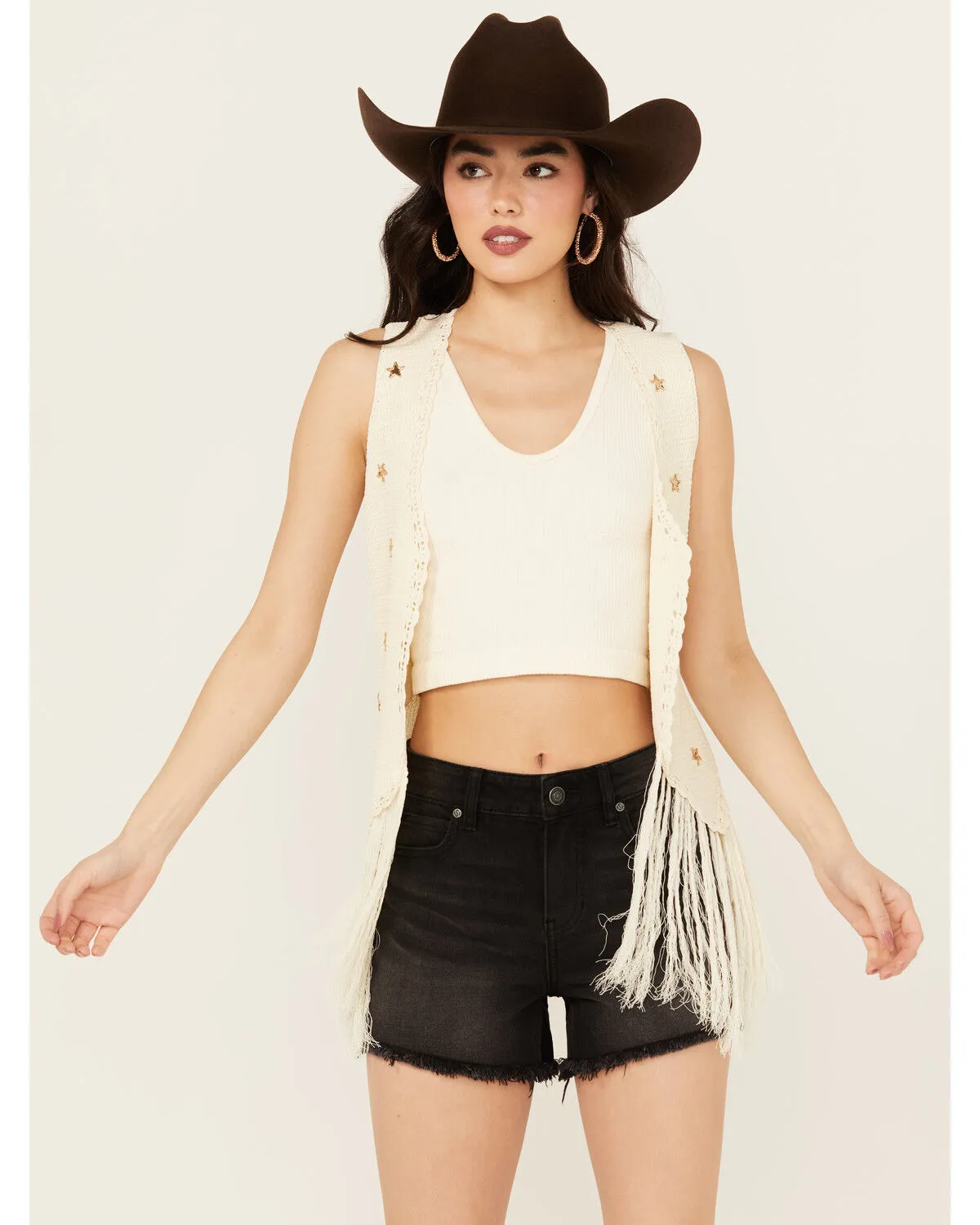 Product Name:  Blue B Women's Star Crochet Fringe Vest