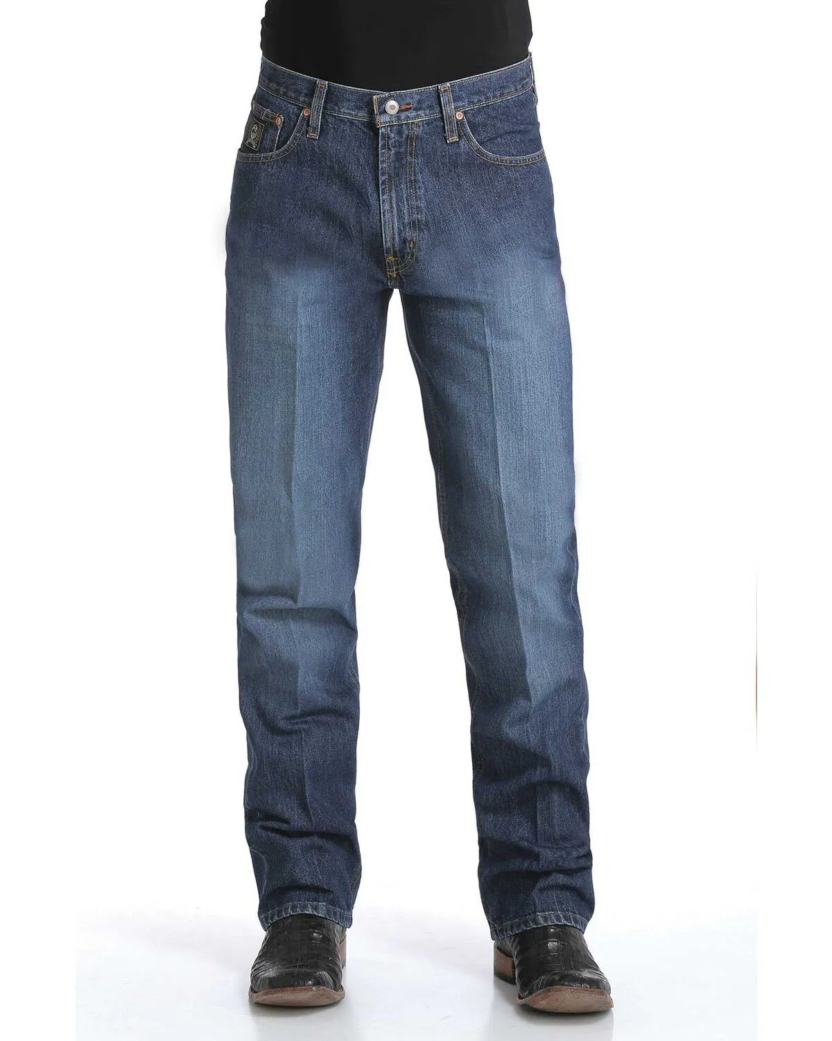 Product Name:  Cinch Men's Black Label Dark Wash Loose Fit Tapered Denim Jeans