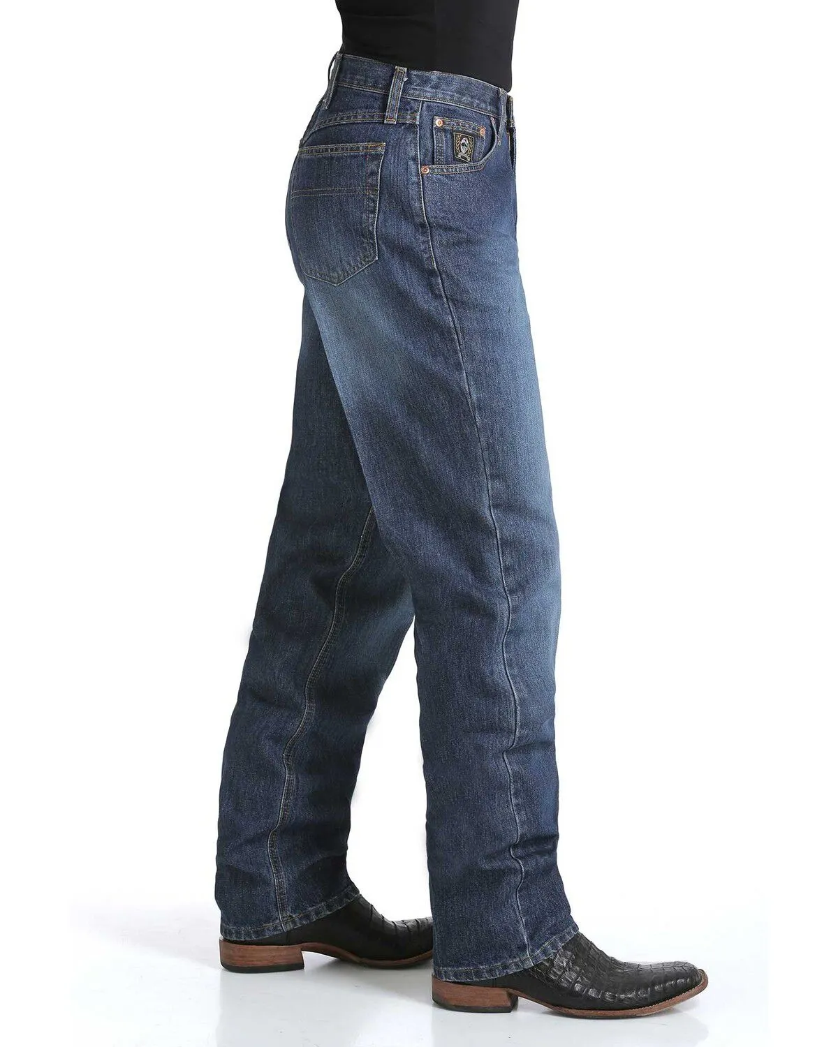 Product Name:  Cinch Men's Black Label Dark Wash Loose Fit Tapered Denim Jeans