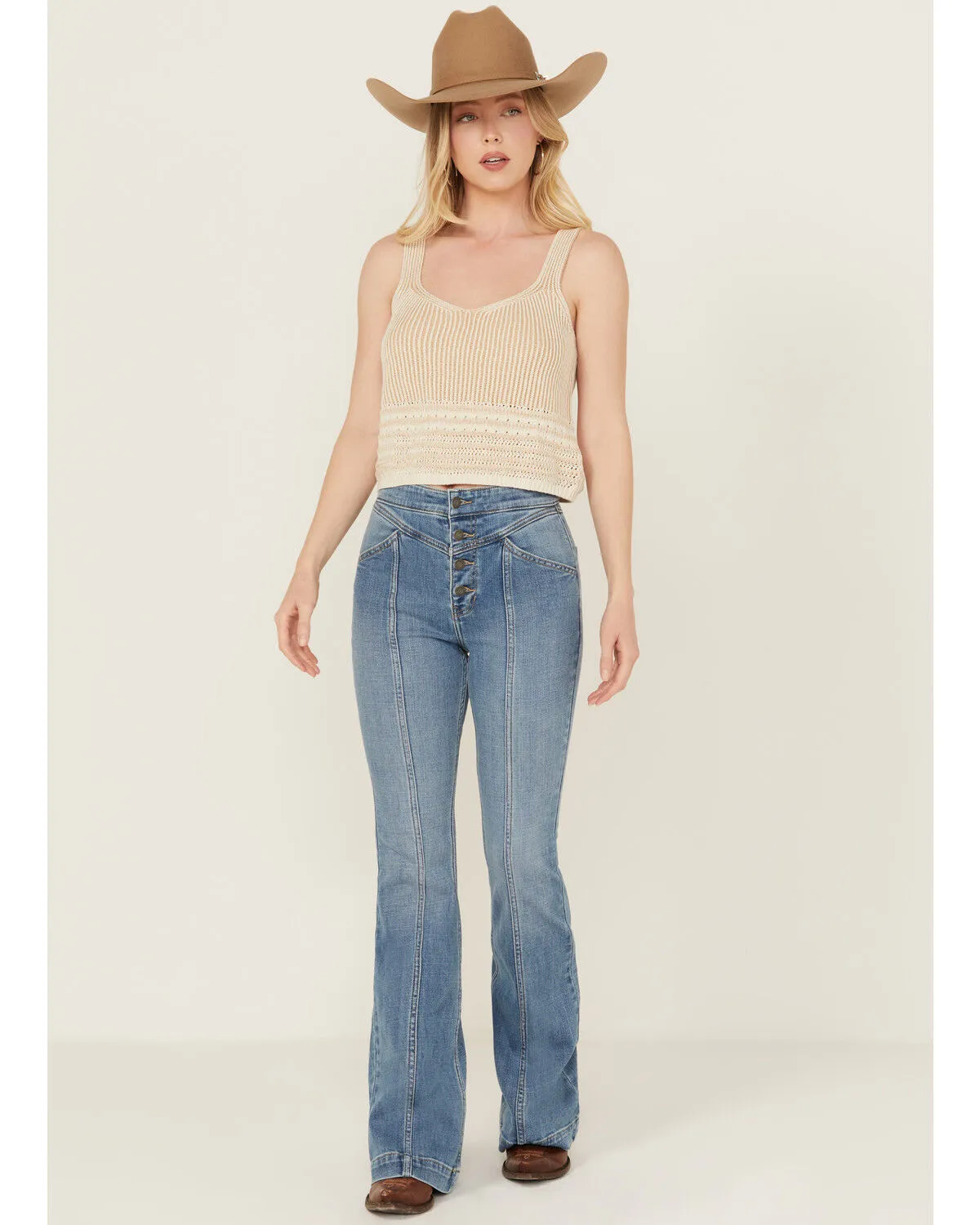 Product Name:  Idyllwind Women's Medium Wash Outlaw High Rise Super Flare Stretch Denim Jeans