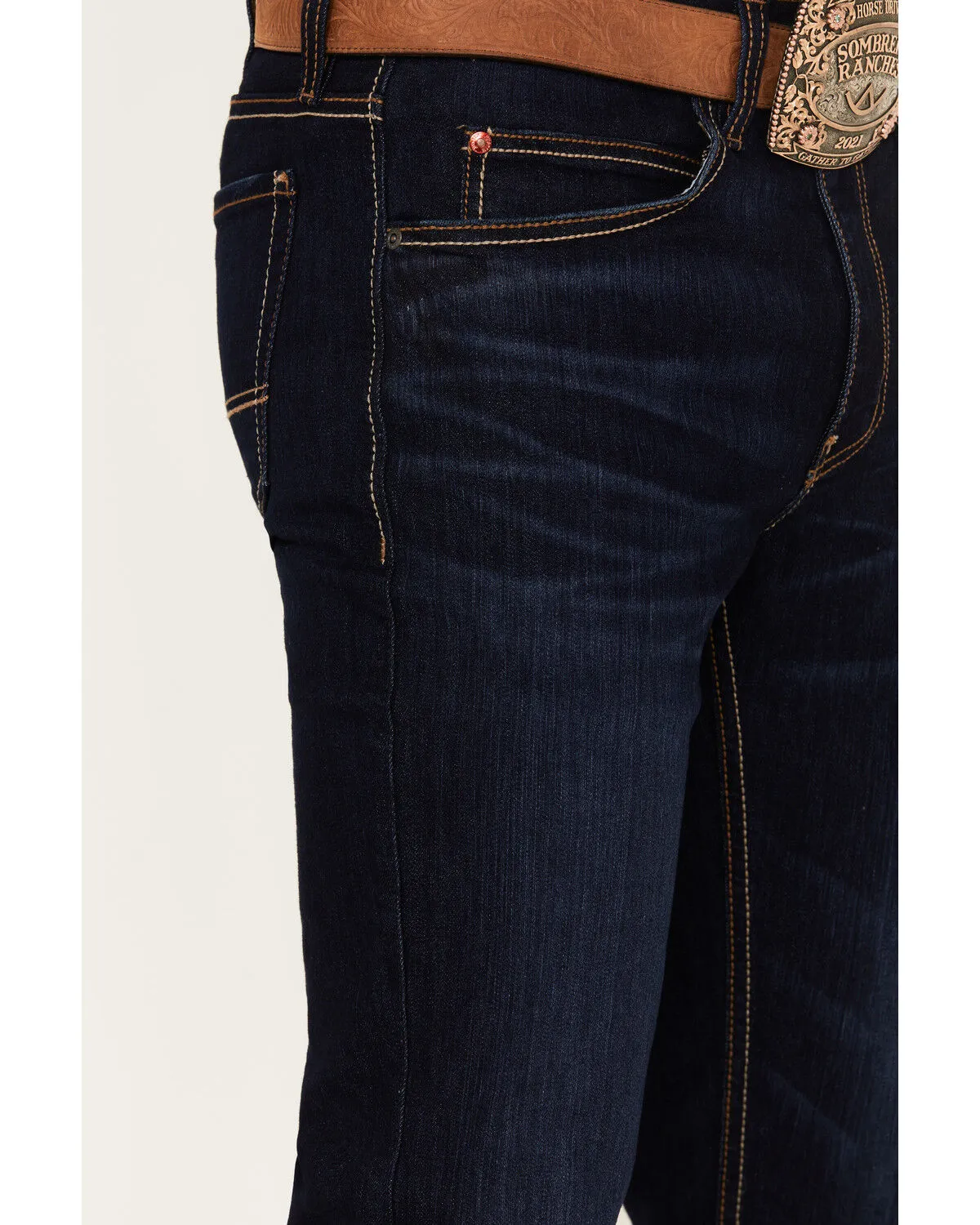 Product Name:  Justin Men's 1879 Dark Wash Modern Slim Stretch Denim Jeans