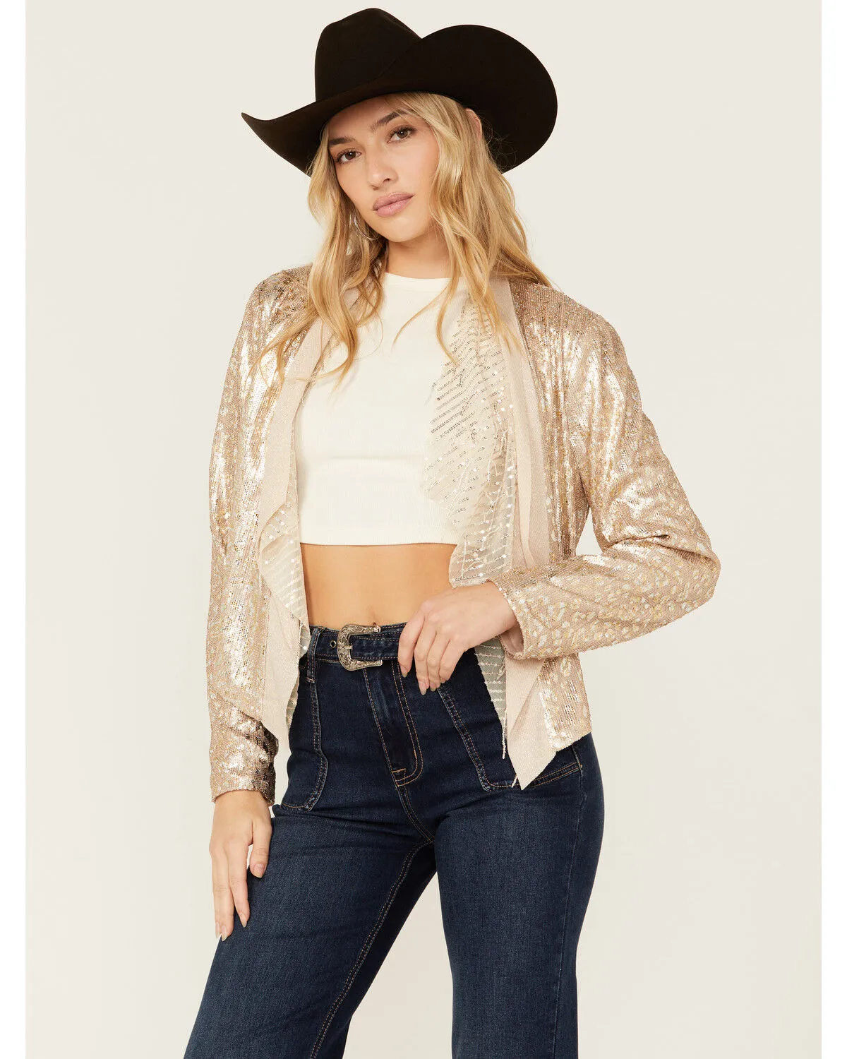 Product Name:  Miss Me Women's Sequins Cascade Front Jacket